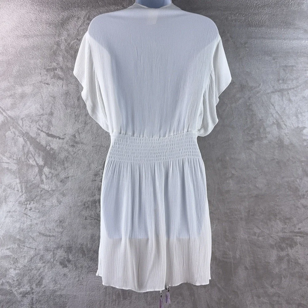 BECCA By Rebecca Virtue Tunic Cover Up Womens Size M/L White Swim Resort‎